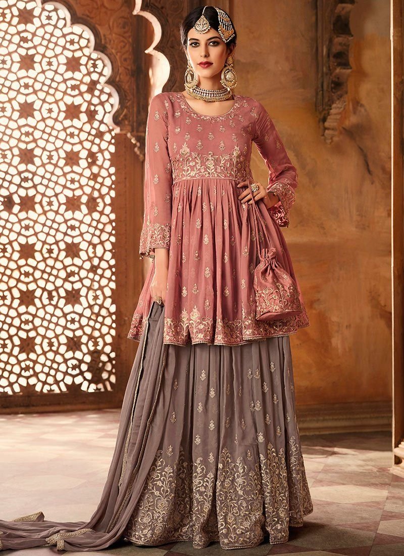 Classy Pink Multi-Printed Sharara Set