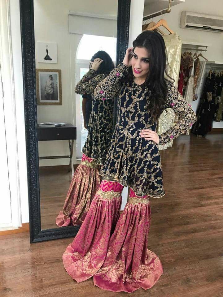 Modern-Embroidered-Sharara-With-Kurti