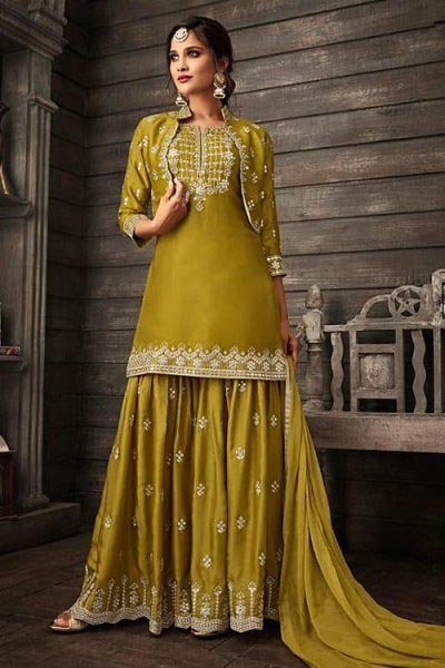 Smart Mustard Sharara Set