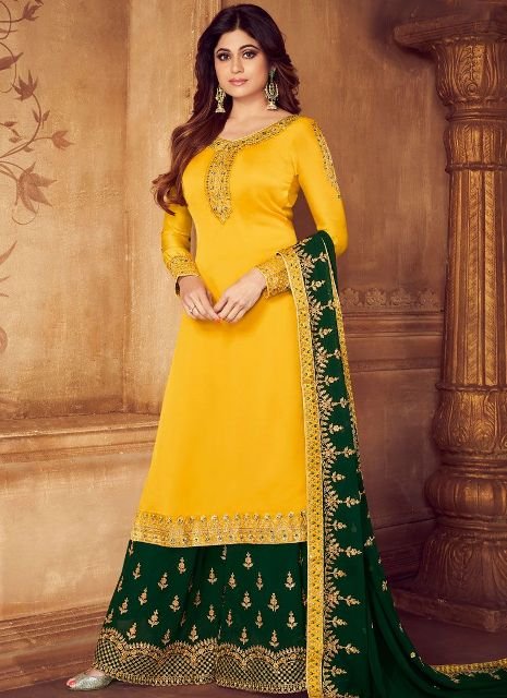 yellow-color-designer-palazzo-suit