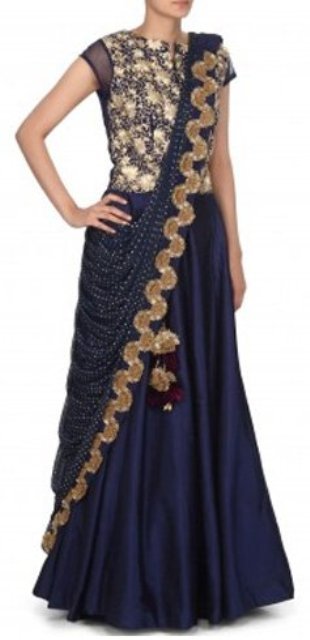 Blue-designer-saree-gown