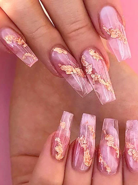 Acrylic-Nails-with-Gold-Flakes-1
