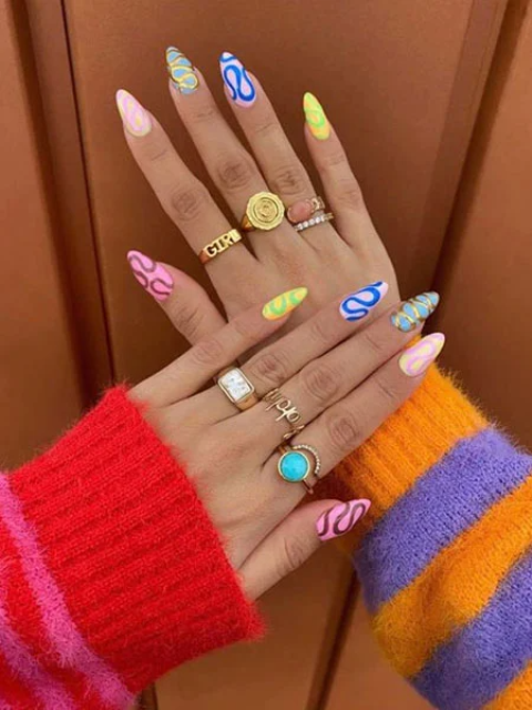 Colorful-Acrylic-Nails
