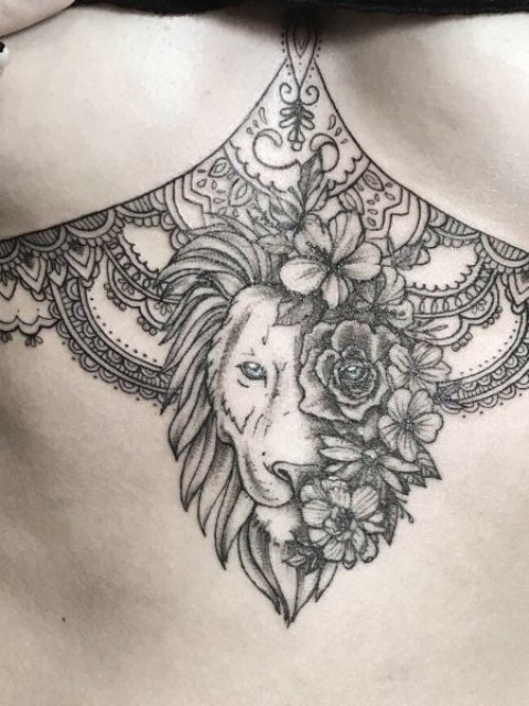 Alluring-Lion-Underboob-Tattoo-Designs