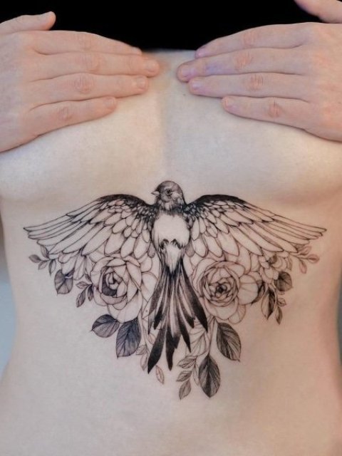 Beautiful-Bird-Underboob-Tattoo-Designs