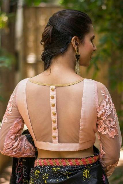 Choli-cut-blouse-with-netted-back