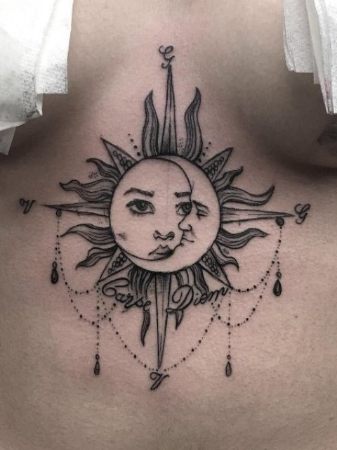 Classy-Sun-and-Moon-Underboob-Tattoo-Designs