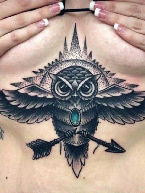 Interesting-Owl-Underboob-Tattoo-Designs