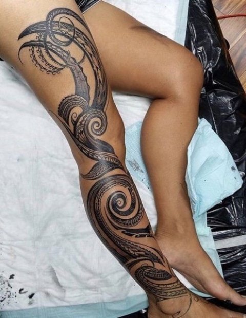 Best-Tribal-Leg-Tattoo