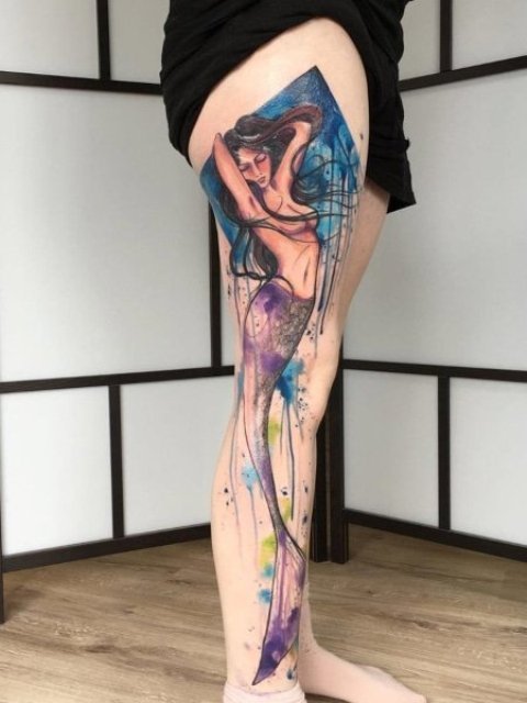 Best-Watercolor-Leg-Tattoo