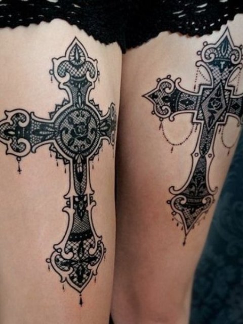 Cross-Tattoo-On-Leg-for-Women