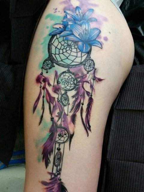 Dream-Catcher-Leg-Tattoo-for-Women