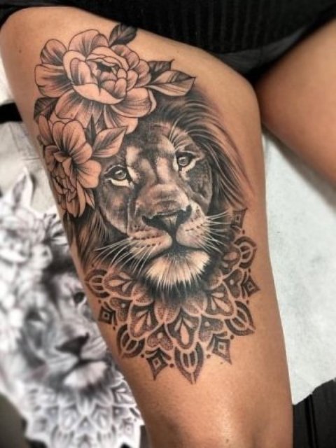 Lion-Leg-Tattoo-for-Women