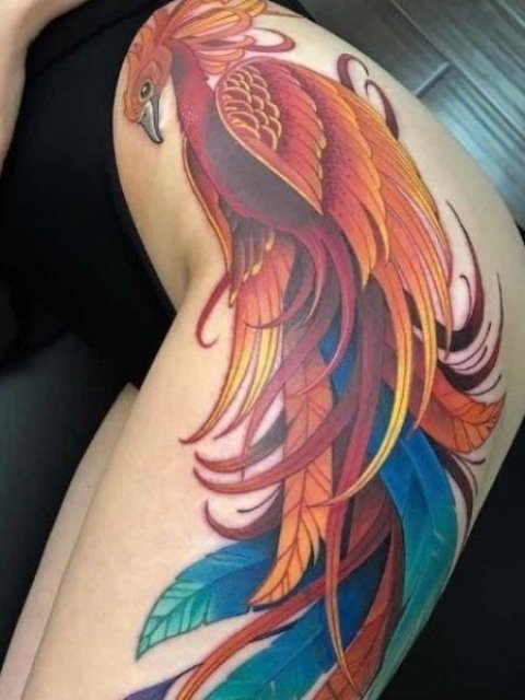 Phoenix-Leg-Tattoo-for-Girls