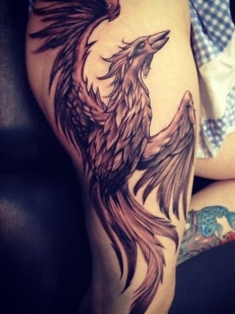 Phoenix-Leg-Tattoo-for-Women