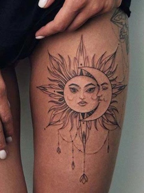 Sun-And-Moon-Leg-Tattoo-for-Girls