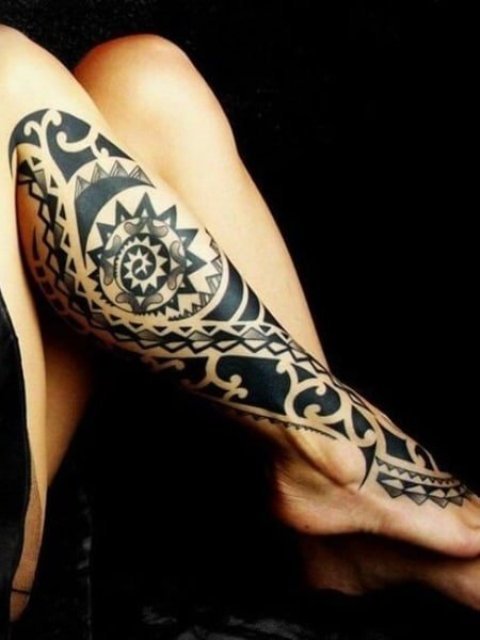 Tribal-Leg-Tattoo-for-Women