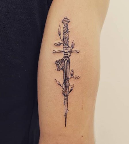 Beautiful-Sword-And-Rose-Tattoo