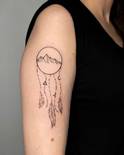 Dreamcatcher-mountain-tattoo-ideas