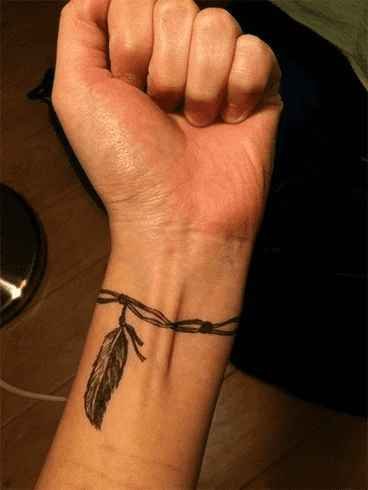 Feather-On-Wrist-Tattoos