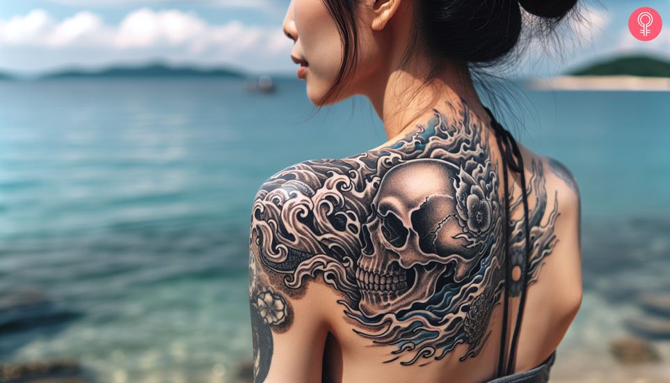 Japanese-Water-Skull-Tattoo