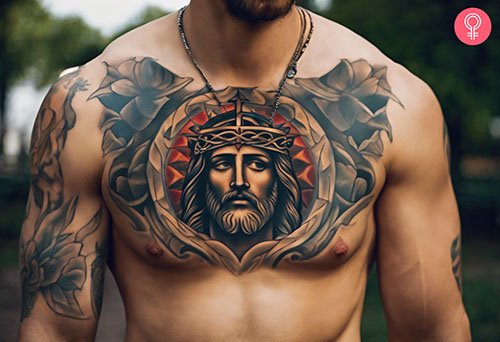 Jesus-Face-Tattoo-On-Chest