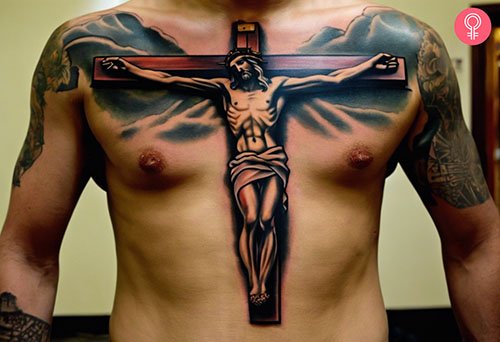 Jesus-On-The-Cross-Chest-Tattoo