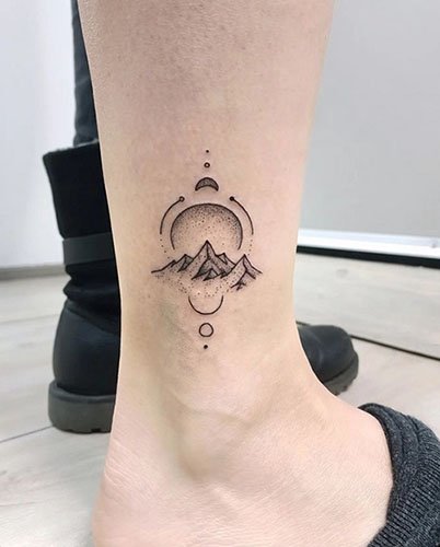 Mountain-tattoo-ankle-with-the-rising-sun-1